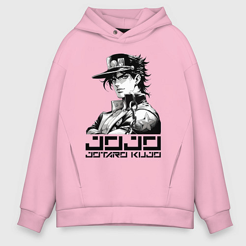 Мужское худи оверсайз Jotaro Kujo - jojo ai art / Светло-розовый – фото 1