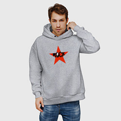 Толстовка оверсайз мужская Rock star red white, цвет: меланж — фото 2