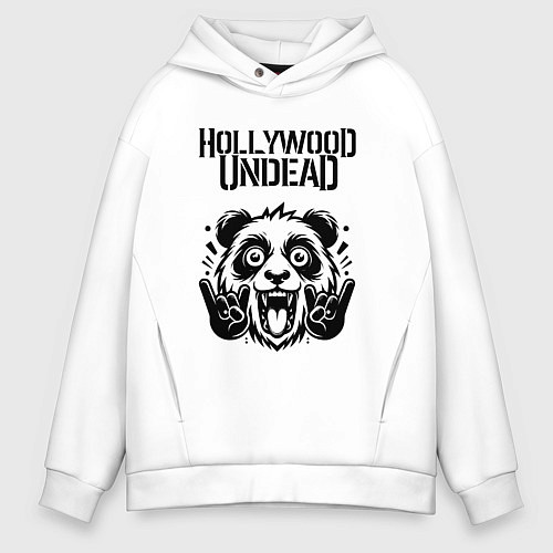 Мужское худи оверсайз Hollywood Undead - rock panda / Белый – фото 1