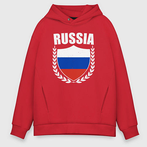 Мужское худи оверсайз Russian flag / Красный – фото 1