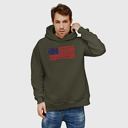 Толстовка оверсайз мужская USA patriot, цвет: хаки — фото 2