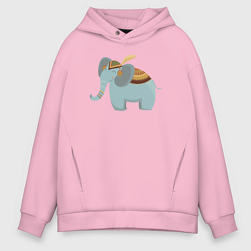 Мужское худи оверсайз Cute elephant / Светло-розовый – фото 1