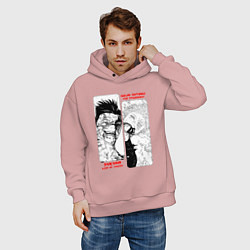 Толстовка оверсайз мужская Сукуна и Годжо - Магическая битва, цвет: пыльно-розовый — фото 2