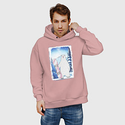 Толстовка оверсайз мужская Медвежий сноуборд, цвет: пыльно-розовый — фото 2