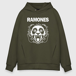 Толстовка оверсайз мужская Ramones rock panda, цвет: хаки