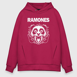 Толстовка оверсайз мужская Ramones rock panda, цвет: маджента