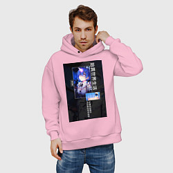 Толстовка оверсайз мужская Рем близняшка горничная, цвет: светло-розовый — фото 2