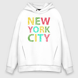 Толстовка оверсайз мужская New York city colors, цвет: белый