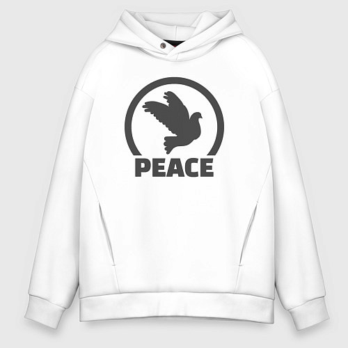 Мужское худи оверсайз Peace bird / Белый – фото 1