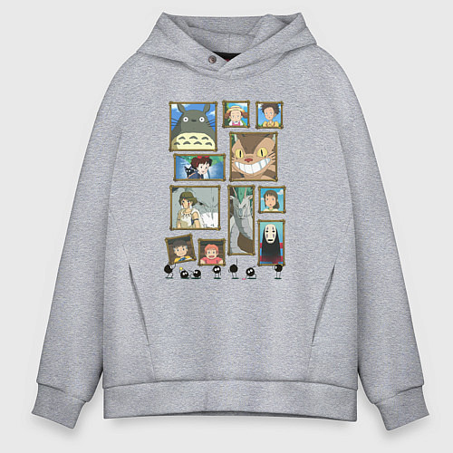 Мужское худи оверсайз Герои студии Ghibli / Меланж – фото 1