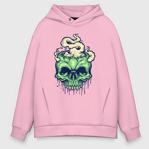 Мужское худи оверсайз Skull smoke / Светло-розовый – фото 1