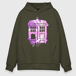 Толстовка оверсайз мужская Pink tardis, цвет: хаки