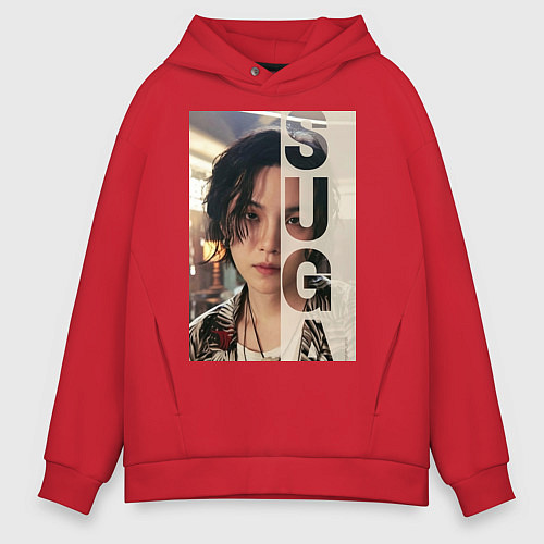 Мужское худи оверсайз Agust D / Красный – фото 1