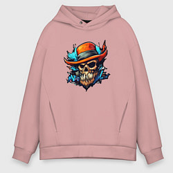Толстовка оверсайз мужская Граффити череп, цвет: пыльно-розовый
