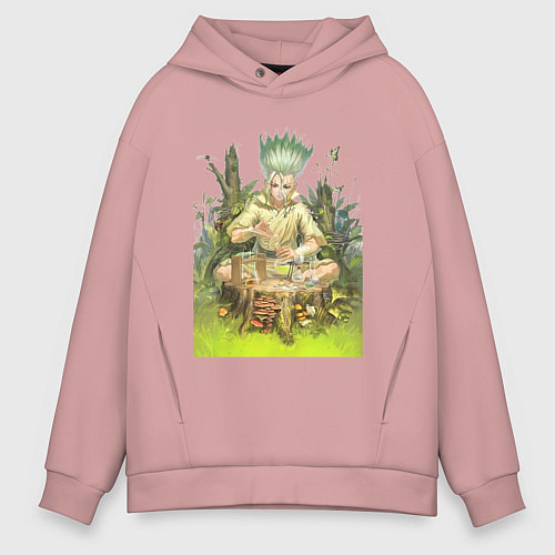 Мужское худи оверсайз Сэнку Исигами / Пыльно-розовый – фото 1