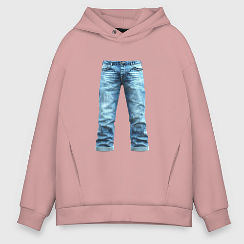 Мужское худи оверсайз Джинсы штаны jeans / Пыльно-розовый – фото 1