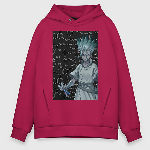 Мужское худи оверсайз Сэнку Исигами / Маджента – фото 1