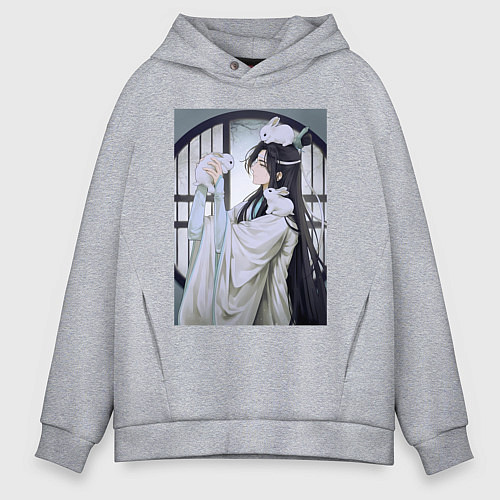 Мужское худи оверсайз Ванцзи Лань кролики / Меланж – фото 1