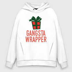 Толстовка оверсайз мужская Gangsta wrapper, цвет: белый