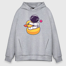 Толстовка оверсайз мужская Космонавт и утёнок, цвет: меланж