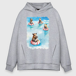 Толстовка оверсайз мужская Капибара на море, цвет: меланж