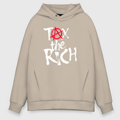 Мужское худи оверсайз Tax the rich / Миндальный – фото 1