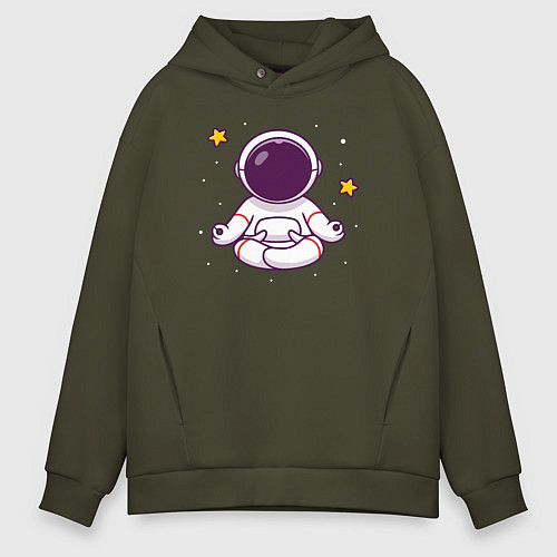 Мужское худи оверсайз Космический релакс / Хаки – фото 1