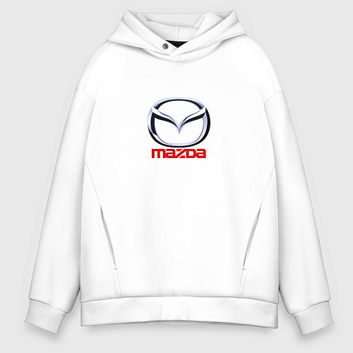 Мужское худи оверсайз Mazda logo / Белый – фото 1