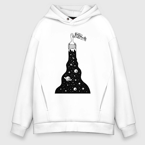 Мужское худи оверсайз Художник космонавт / Белый – фото 1