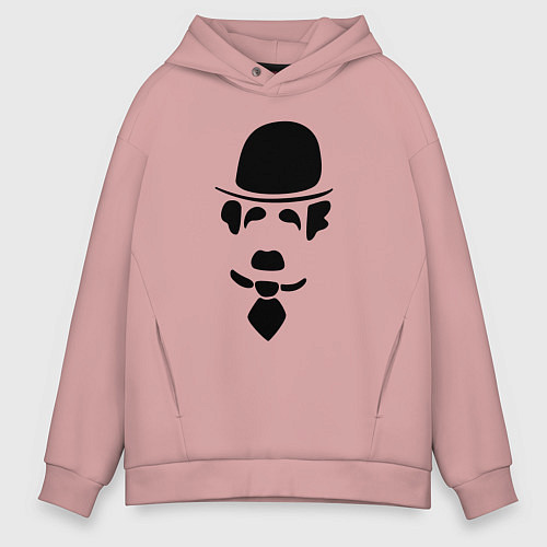 Мужское худи оверсайз Чаплин лого / Пыльно-розовый – фото 1
