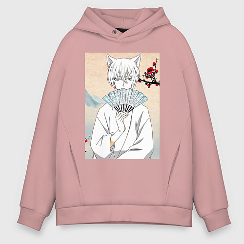 Мужское худи оверсайз Очень приятно Бог Томоэ / Пыльно-розовый – фото 1