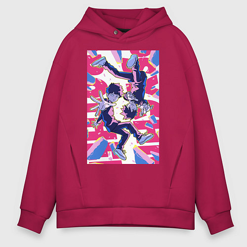 Мужское худи оверсайз Моб Психо 100 Экубо экстрасенс / Маджента – фото 1