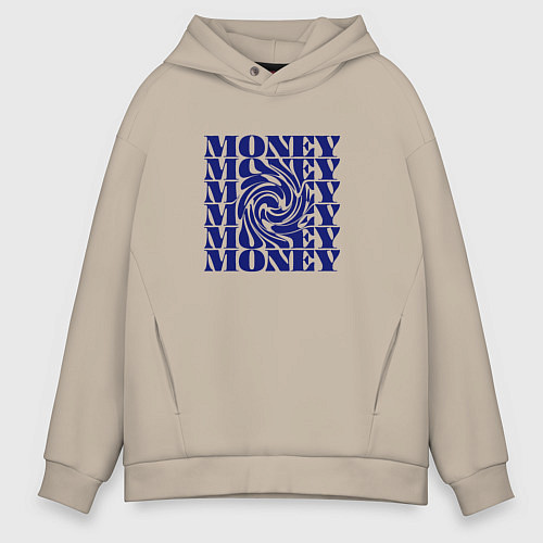Мужское худи оверсайз Воронка денег / Миндальный – фото 1