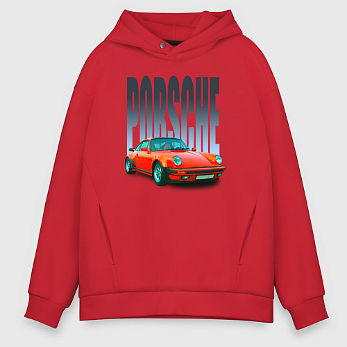 Мужское худи оверсайз Порше 911 немецкий спорткар / Красный – фото 1