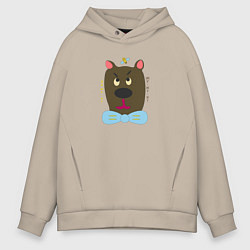 Толстовка оверсайз мужская Медведь с пчелой, цвет: миндальный