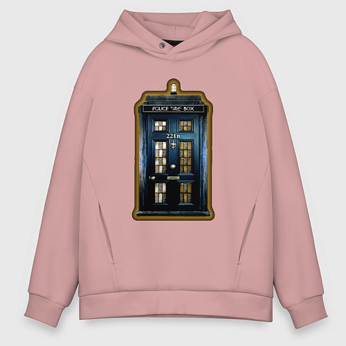 Мужское худи оверсайз Tardis Sherlock / Пыльно-розовый – фото 1