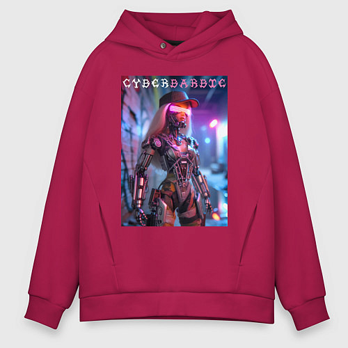 Мужское худи оверсайз Cyber Barbie - neon glow fantasy / Маджента – фото 1