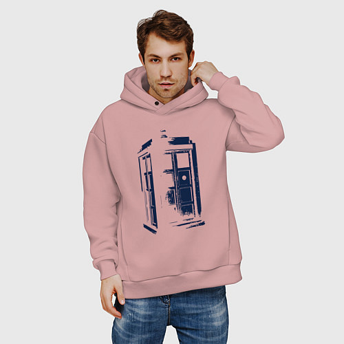 Мужское худи оверсайз Тардис будка / Пыльно-розовый – фото 3