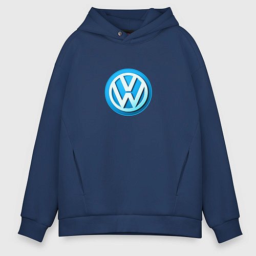 Мужское худи оверсайз Volkswagen logo blue / Тёмно-синий – фото 1