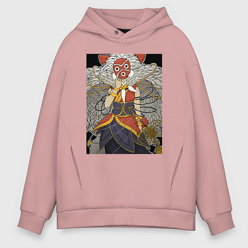 Мужское худи оверсайз Принцесса Мононоке Сан волчье дитя / Пыльно-розовый – фото 1