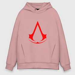 Толстовка оверсайз мужская Red logo of assassins, цвет: пыльно-розовый