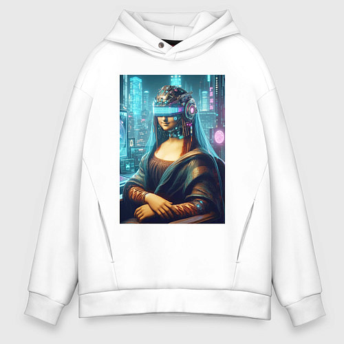 Мужское худи оверсайз Gioconda - cyberpunk ai art fantasy / Белый – фото 1