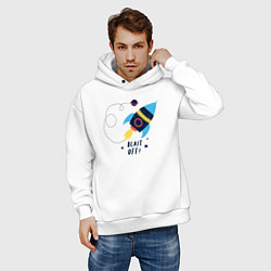 Толстовка оверсайз мужская Взлетаем, цвет: белый — фото 2