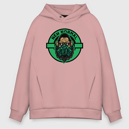 Мужское худи оверсайз Новый нормальный обезьян / Пыльно-розовый – фото 1