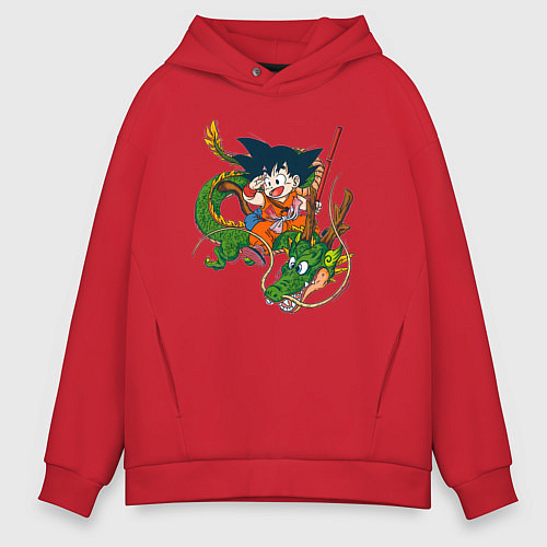 Мужское худи оверсайз Драконий жемчуг Гоку Сон / Красный – фото 1