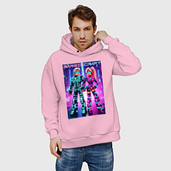 Толстовка оверсайз мужская Barbie and Minecraft - collaboration, цвет: светло-розовый — фото 2