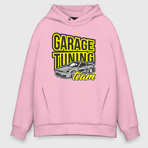 Мужское худи оверсайз Garage tuning team / Светло-розовый – фото 1