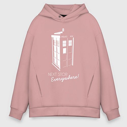 Мужское худи оверсайз Остановка тардис везде / Пыльно-розовый – фото 1