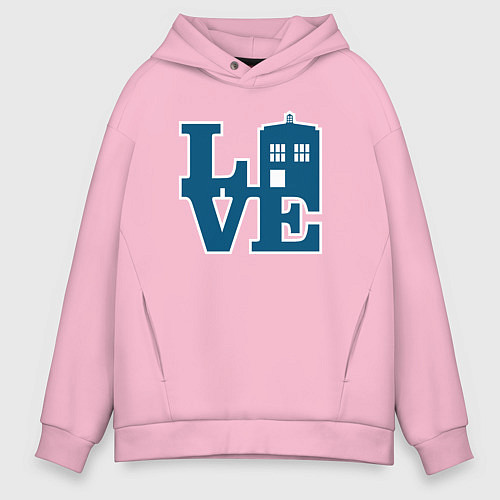 Мужское худи оверсайз Love doctor who / Светло-розовый – фото 1