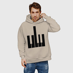 Толстовка оверсайз мужская Fuck your music!, цвет: миндальный — фото 2